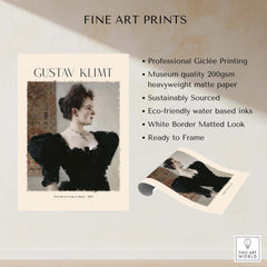 Gustav Klimt Art Print - Portrait of a Lady in Black 1894 on professional Giclée printing with museum-quality paper