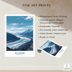 Kluane Poster National Park Canada | Snow Capped Mountains Canvas Print showcasing stunning glacier landscape.
