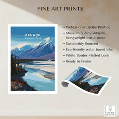 Kluane National Park Canada Wall Art Print | Scenic Yukon River Travel Poster showcasing professional Giclée printing on matte paper.