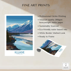 Kluane National Park Canada Poster | Blue Glacier Water Landscape Canvas Print showcasing professional Giclée printing.