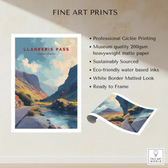 Llanberis Pass Snowdonia fine art print featuring a scenic mountain landscape, ready to frame