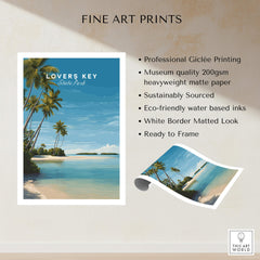 Lovers Key Wall Art Print | Paradise Island Scenery Florida Travel Poster showcasing tropical beach and palm trees.