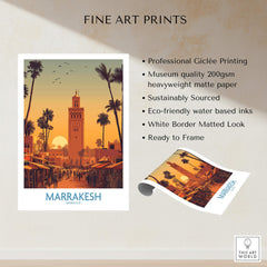 Marrakesh Morocco Posters | Historic Medina Sunset Canvas Print showcasing fine art details and professional Giclée printing.