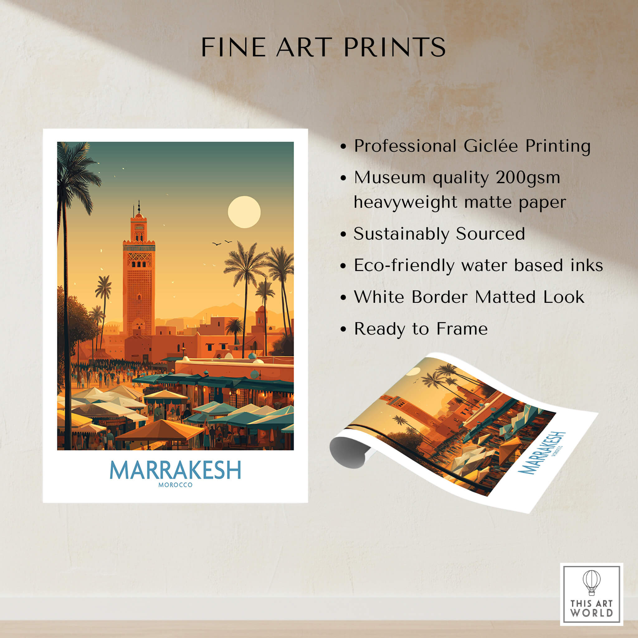Marrakesh Morocco Poster | Traditional Moroccan Architecture Canvas Print showcasing fine art prints and Giclée printing.