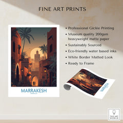 Marrakesh Morocco Poster | Romantic Moroccan Twilight Canvas Print showcasing fine art prints and professional Giclée printing.