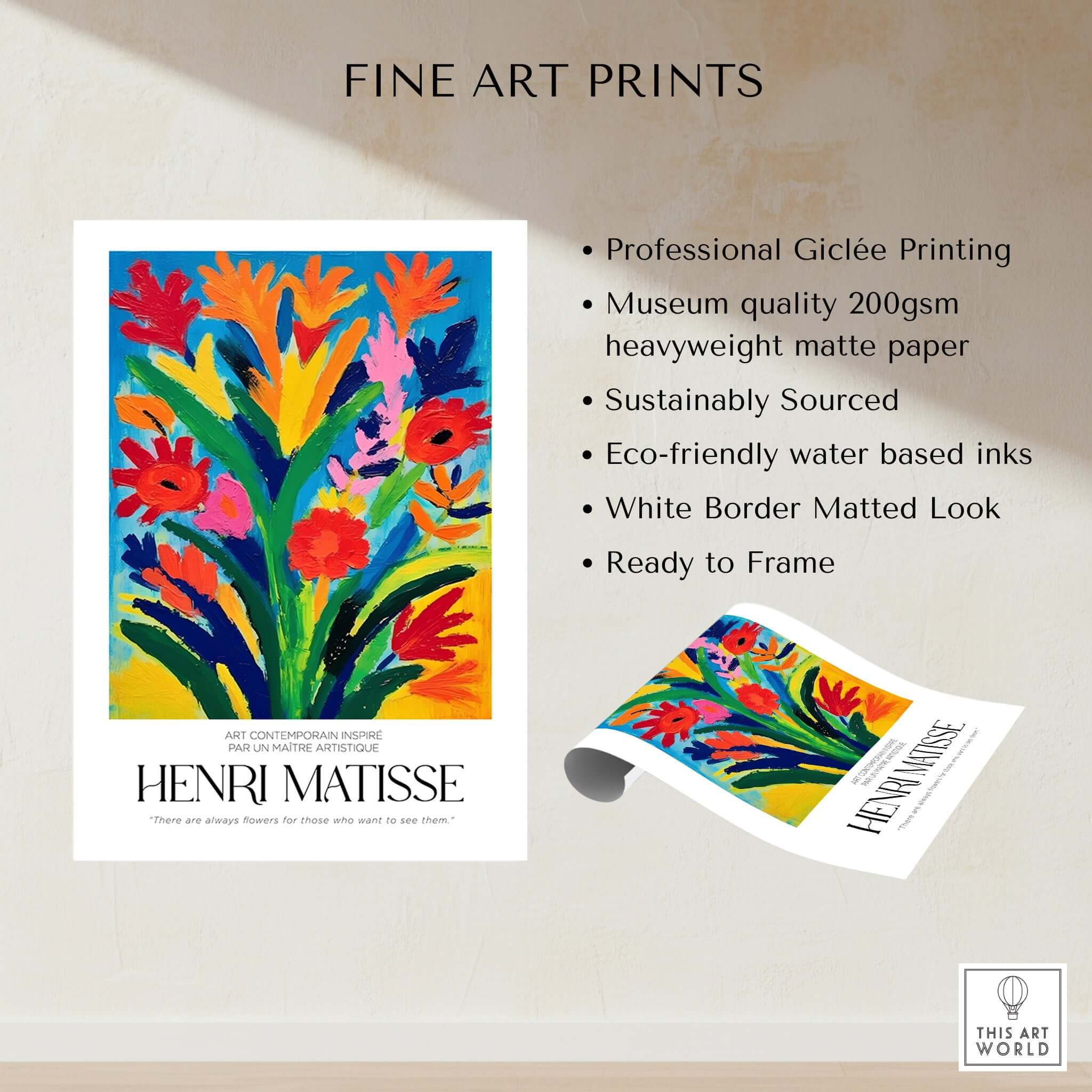 Matisse Art Prints - Abstract Floral Bouquet Print showcasing vibrant colors and professional Giclée printing on quality paper.