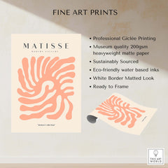 Matisse Art Prints - Peach Coral Swirl Abstract Poster featuring professional Giclée printing and eco-friendly inks.