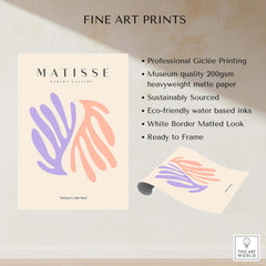 Matisse Art Prints - Purple Peach Abstract Leaves Poster features professional Giclée printing on quality matte paper.
