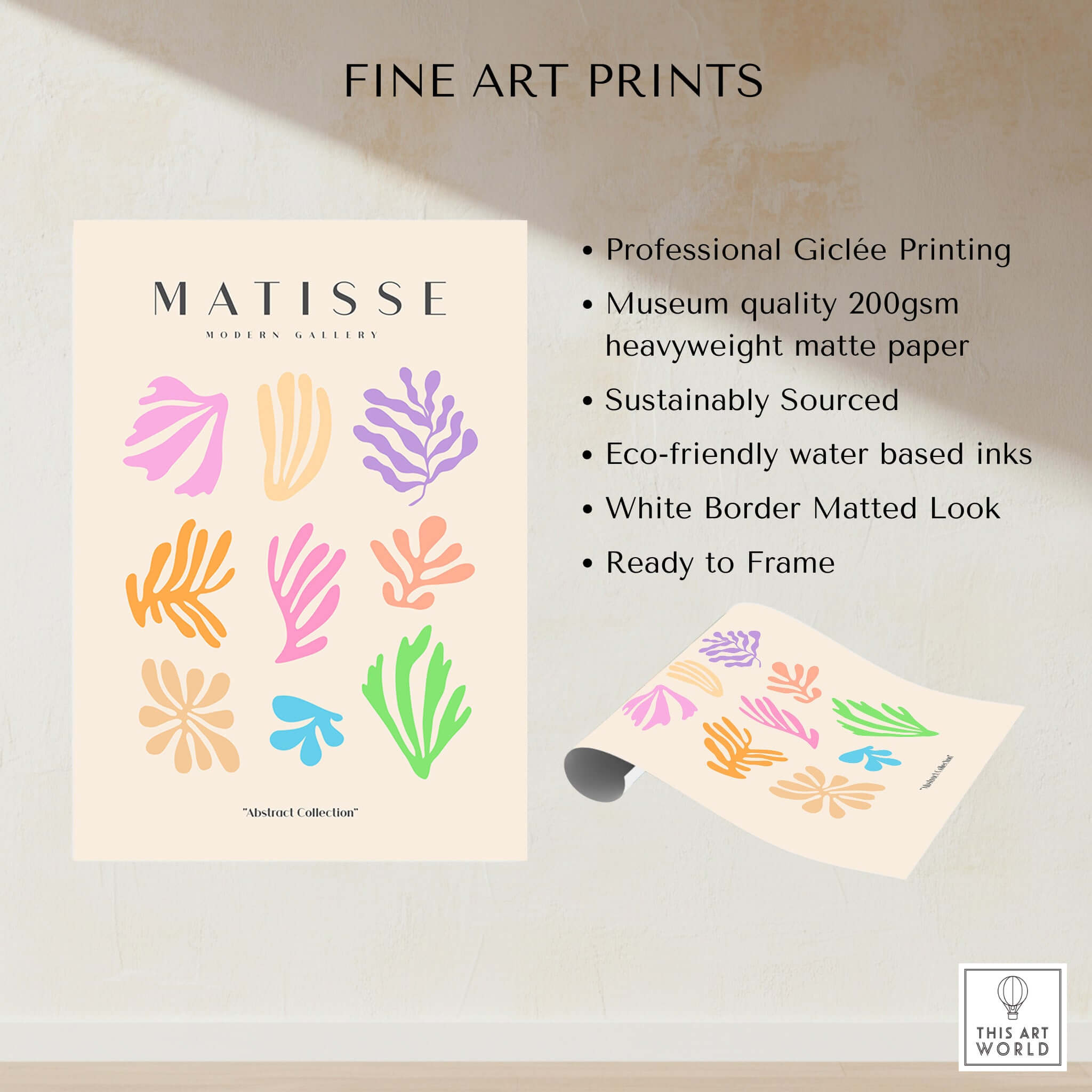 Matisse Art Prints - Abstract Botanical Shapes Grid Poster image showcasing colorful abstract shapes and fine art print details.
