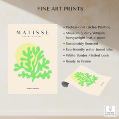 Matisse Art Prints - Lime Green Coral Abstract Sun Print featuring vibrant lime green coral design.