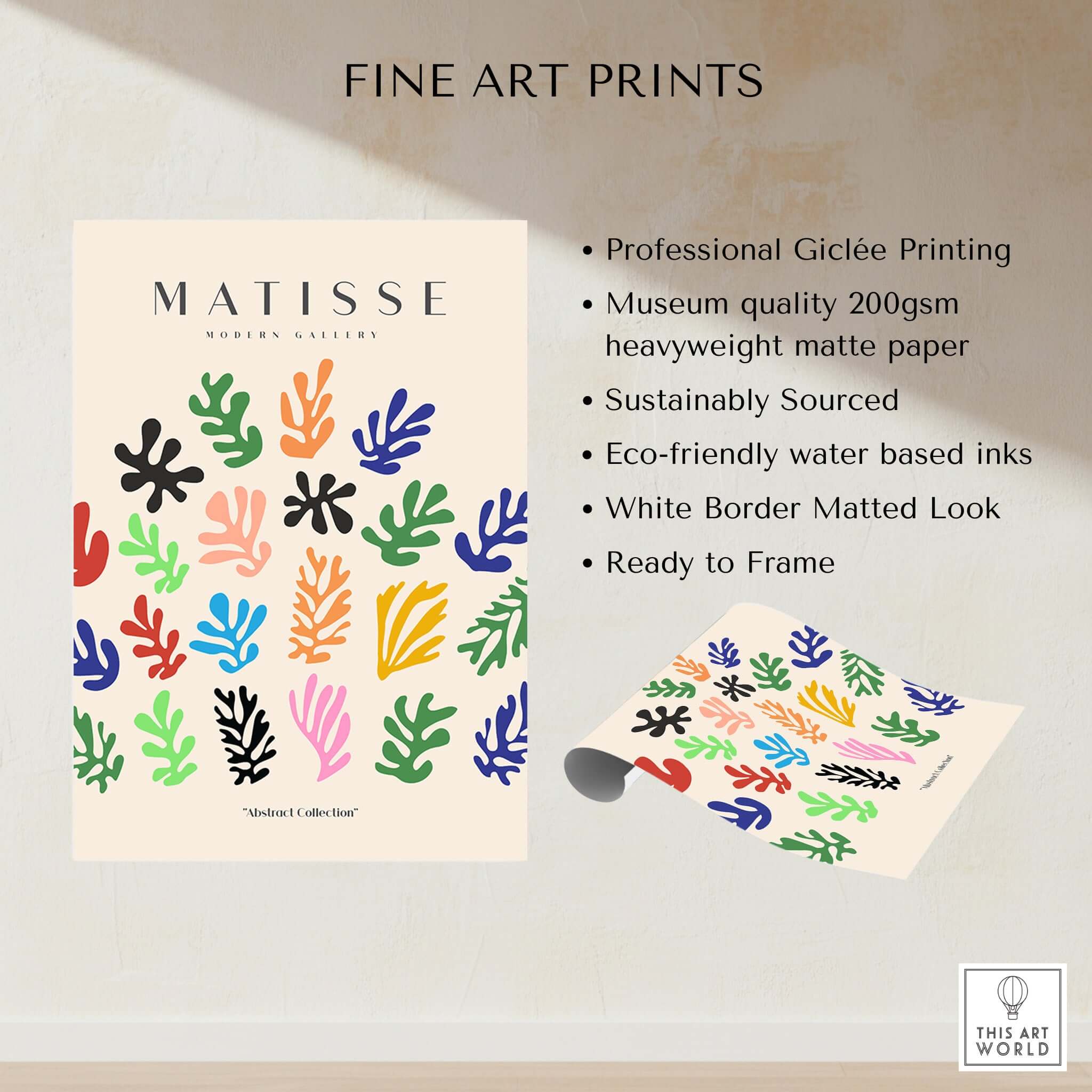 Matisse Art Prints - Colorful Abstract Shapes Scatter Print showcasing vibrant cut-out inspired designs and professional quality details.