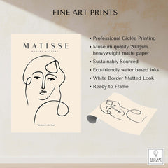Matisse Art Prints - Continuous Line Abstract Face Poster featuring professional Giclée printing and eco-friendly inks.