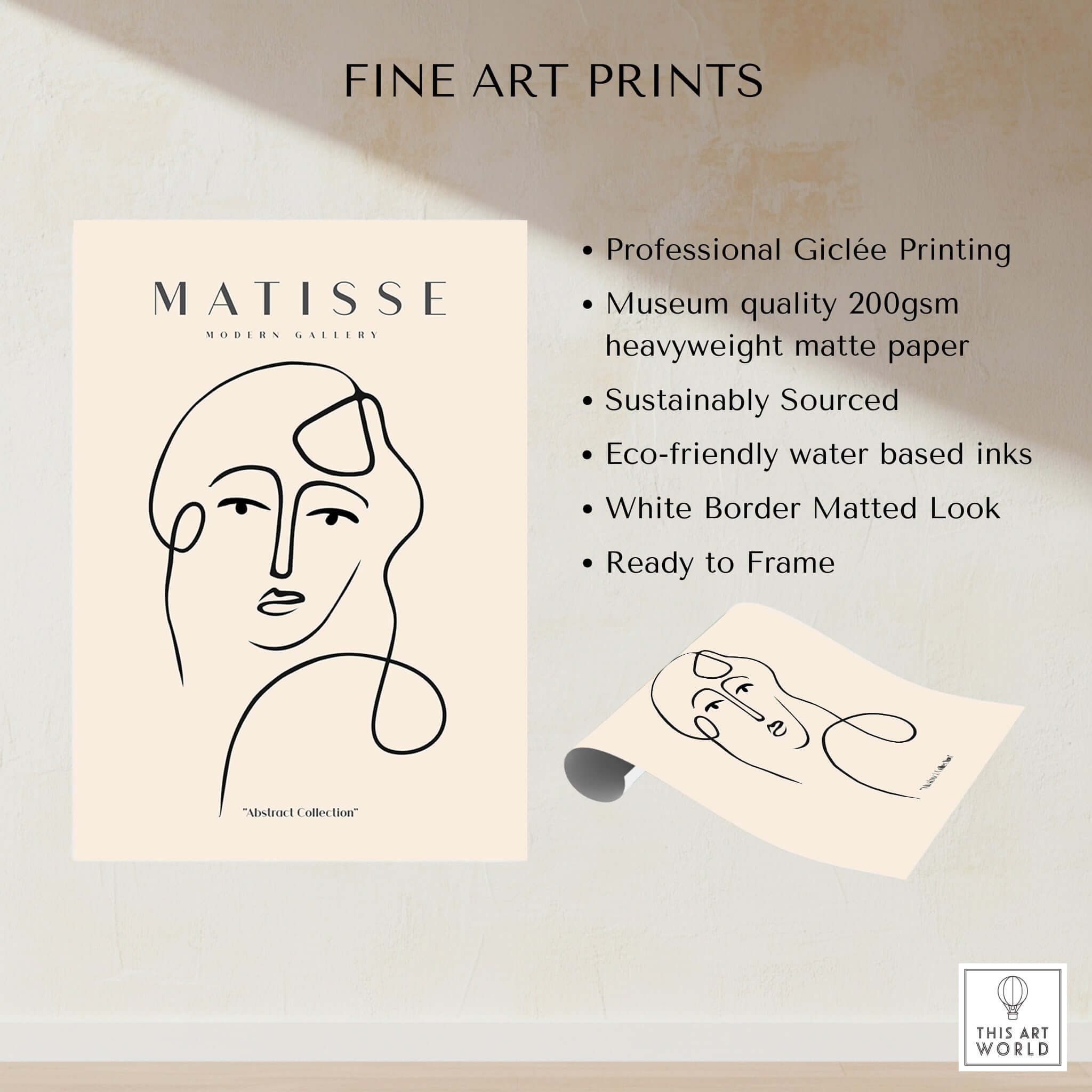 Matisse Art Prints - Continuous Line Abstract Face Poster featuring professional Giclée printing and eco-friendly inks.