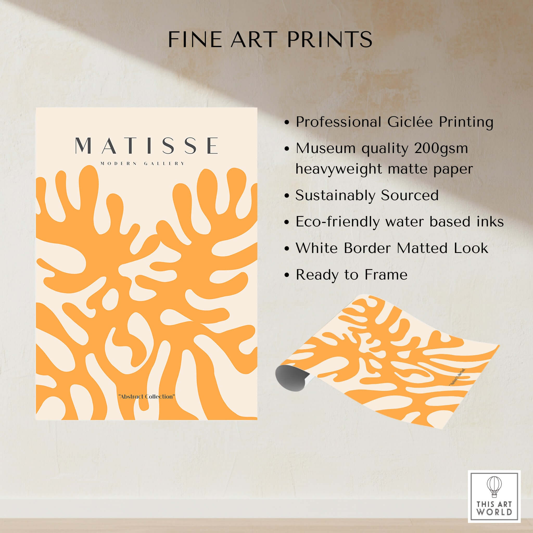 Matisse Art Prints - Orange Abstract Coral Pattern Poster showcasing professional Giclée printing on heavyweight matte paper.