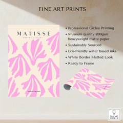 Matisse Art Prints - Pink Abstract Shapes Pattern Poster showcasing pink abstract shapes on beige background.