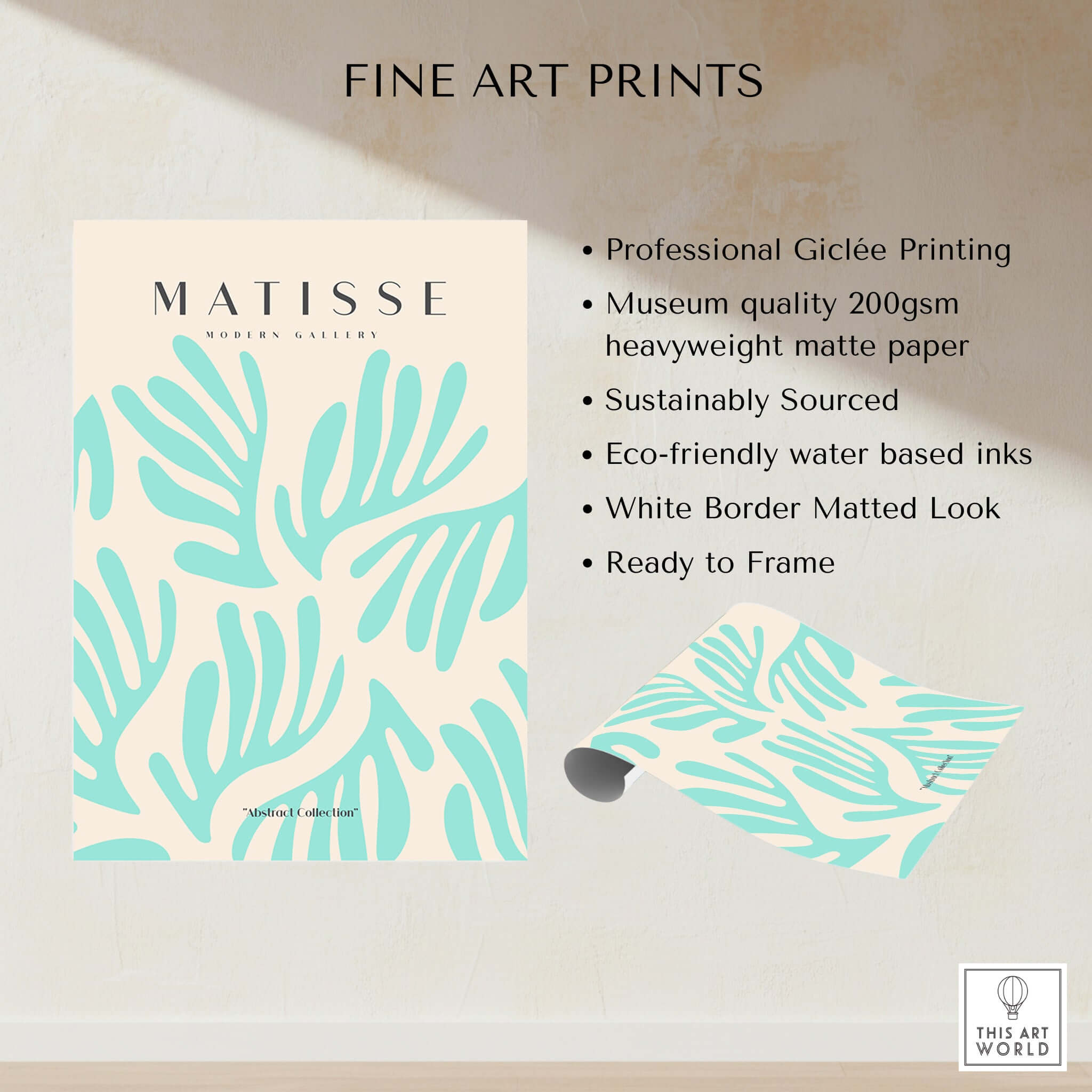 Matisse Art Prints - Mint Green Fan Pattern Poster Art showcasing professional printing and eco-friendly materials.
