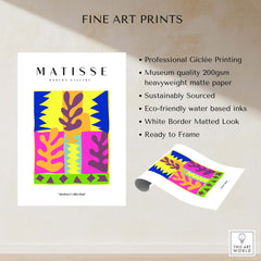 Matisse Art Prints - Colorful Abstract Leaves Blocks Wall Art featuring vibrant colors and geometric designs, ready to frame.