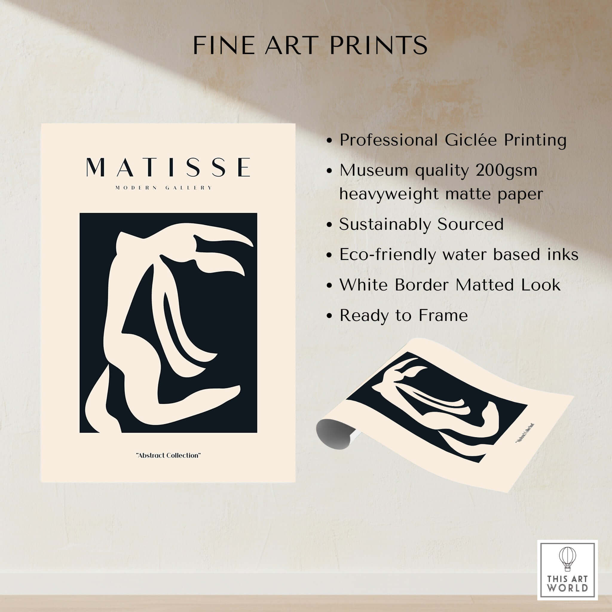 Matisse Art Prints - Abstract Organic Figure Cut Out Print showcased in museum quality with professional Giclée printing.