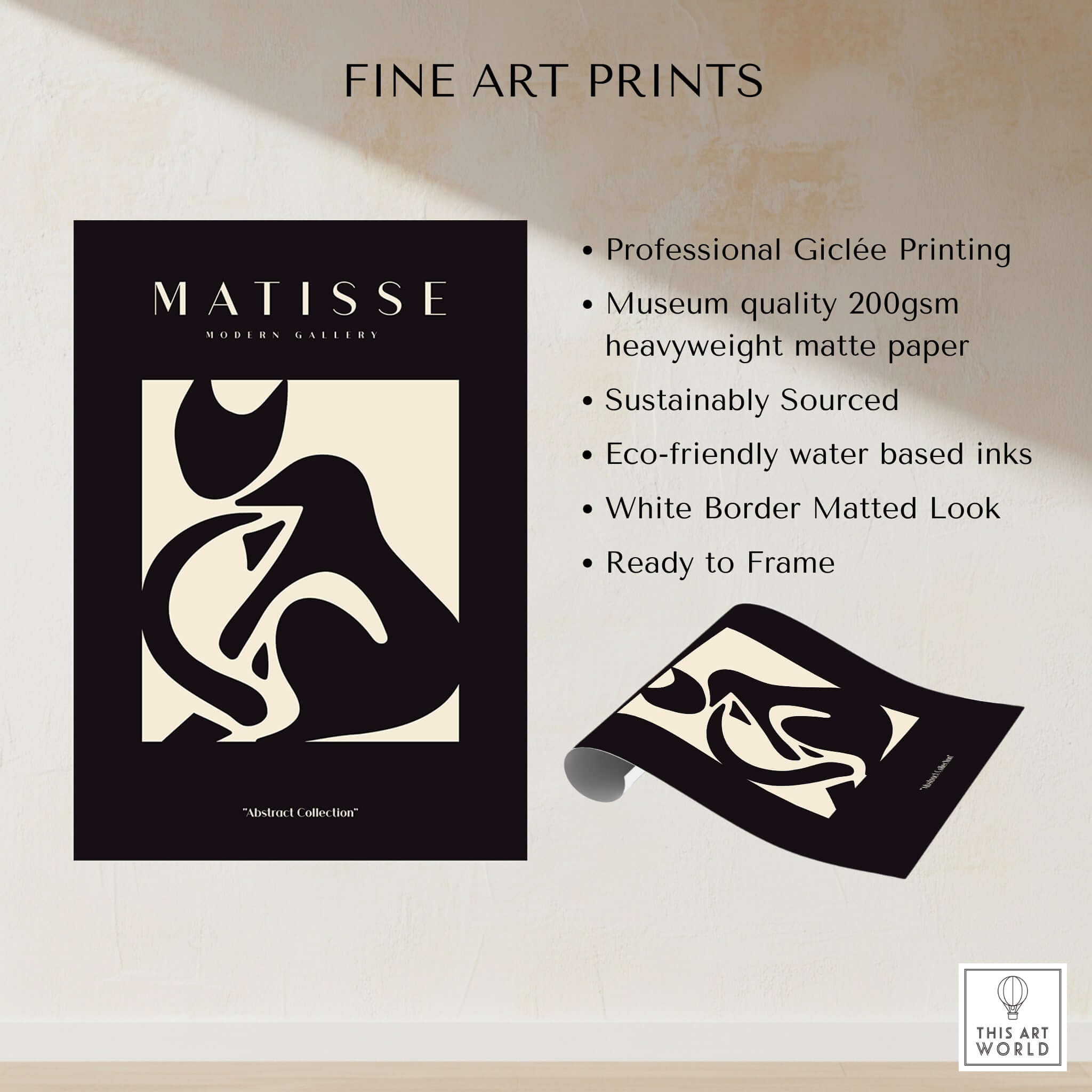 Matisse Art Prints - Black Beige Abstract Composition Poster featuring eco-friendly printing and professional quality.