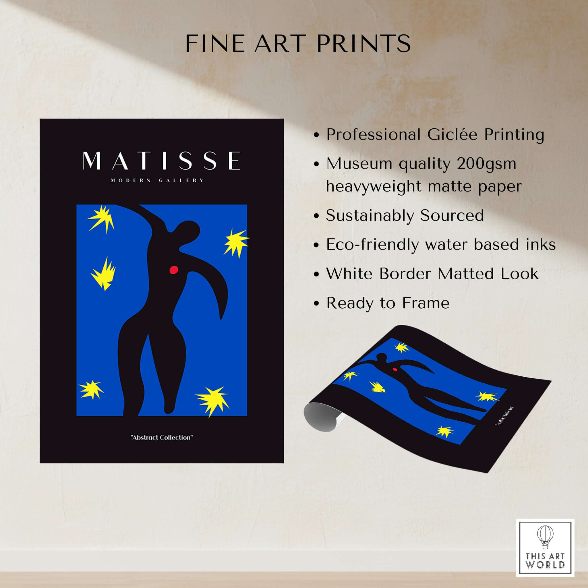 Matisse Art Prints - Icarus Black Figure with Stars Poster professional Giclée printing, eco-friendly inks, ready to frame.