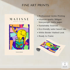 Matisse Art Prints - Yellow Cat with Fishbowl Geometric Poster showcasing vibrant colors and playful design.