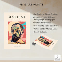 Matisse Art Prints - Expressive Self Portrait Poster showcasing professional Giclée printing and eco-friendly inks.