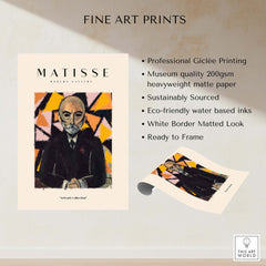 Matisse Art Prints - Portrait Man in Suit Geometric Wall Art showcasing professional giclée printing and museum quality paper.