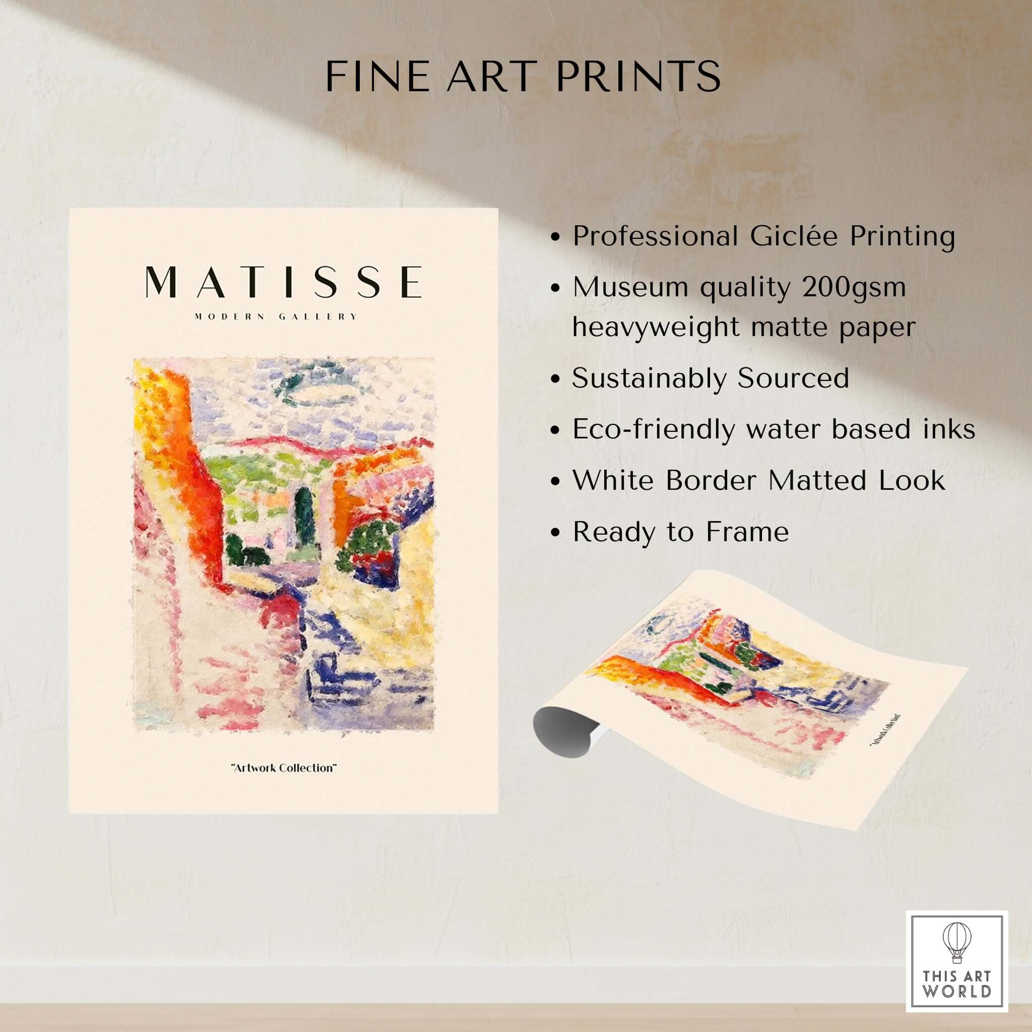 Matisse Art Prints - Abstract Fauvist Poster showcasing colorful village scene with professional Giclée printing.