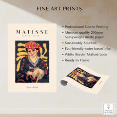 Matisse Art Prints -  Woman in Patterned Hat & Dress Poster showcasing professional Giclée printing on matte paper.
