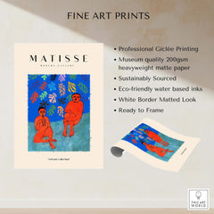 Matisse Art Prints -  Two Figures Flute Poster showcasing vibrant art with expressive figures and abstract elements.