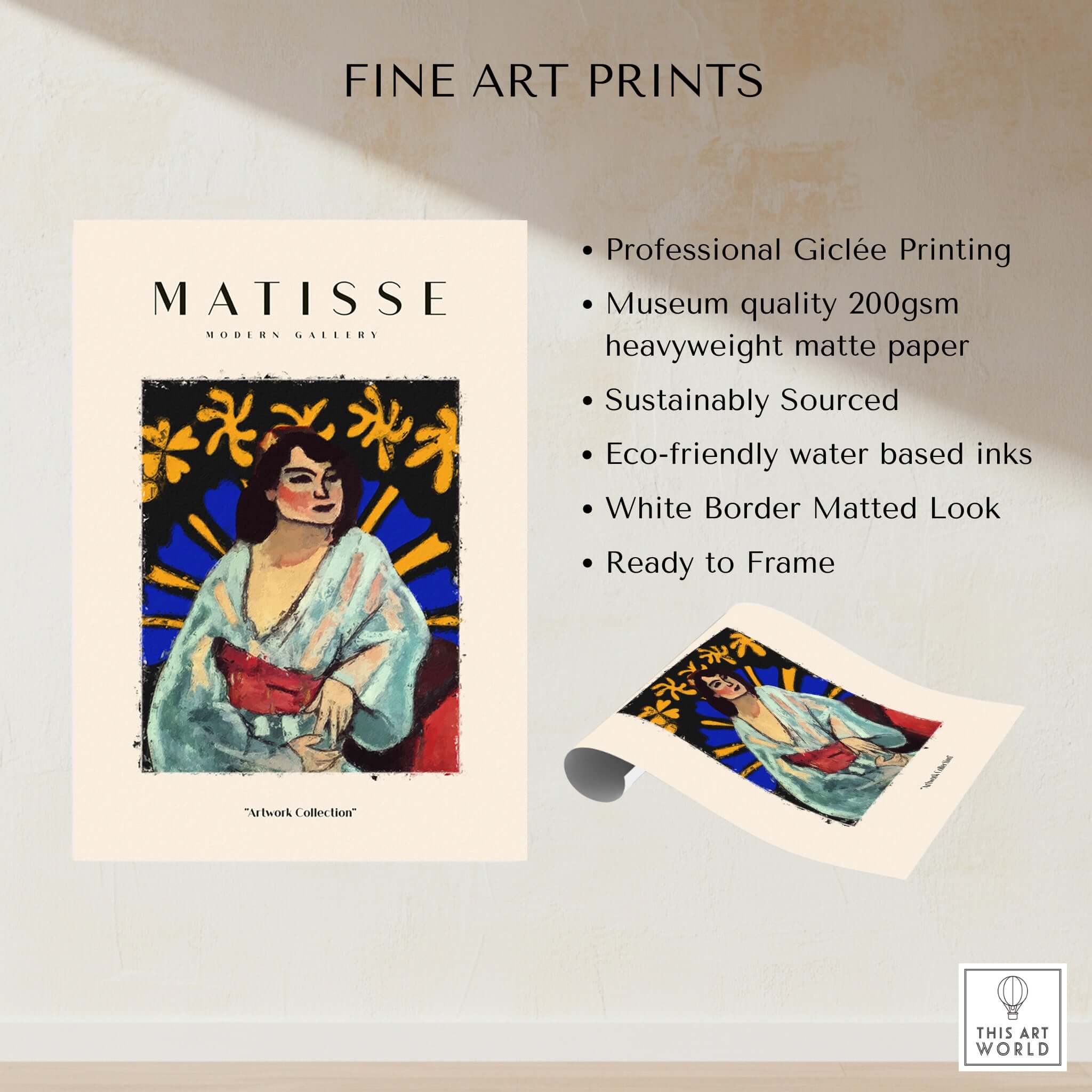 Matisse Art Prints -  Woman Robe Abstract Stained Glass Effect Poster with vibrant colors and details.