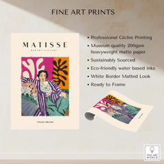 Matisse Art Prints - Reclining Woman Striped Robe Abstract Print showcasing vibrant colors and patterns with eco-friendly materials.