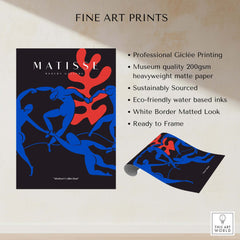 Matisse Art Prints -  Dance Blue Figures Poster showcasing professional Giclée printing on sustainable matte paper.