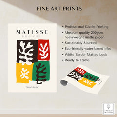 Matisse Art Prints - Four Blocks Abstract Leaves Color Poster featuring bold colors and graphic structure.