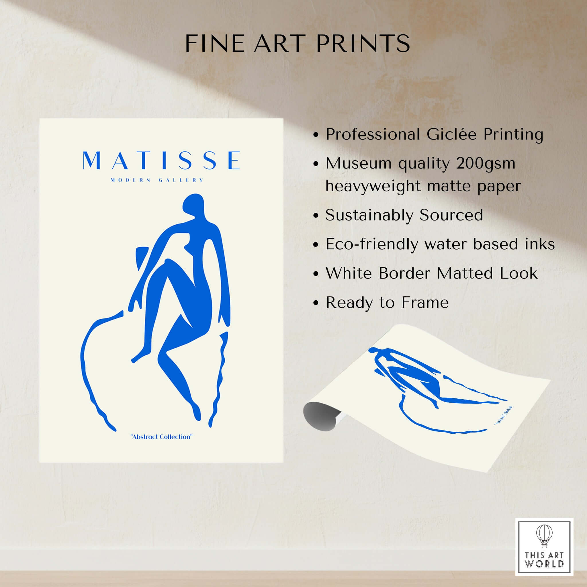 Matisse Art Prints -  Blue Nude Seated Figure Poster showcasing professional Giclée printing and eco-friendly materials.