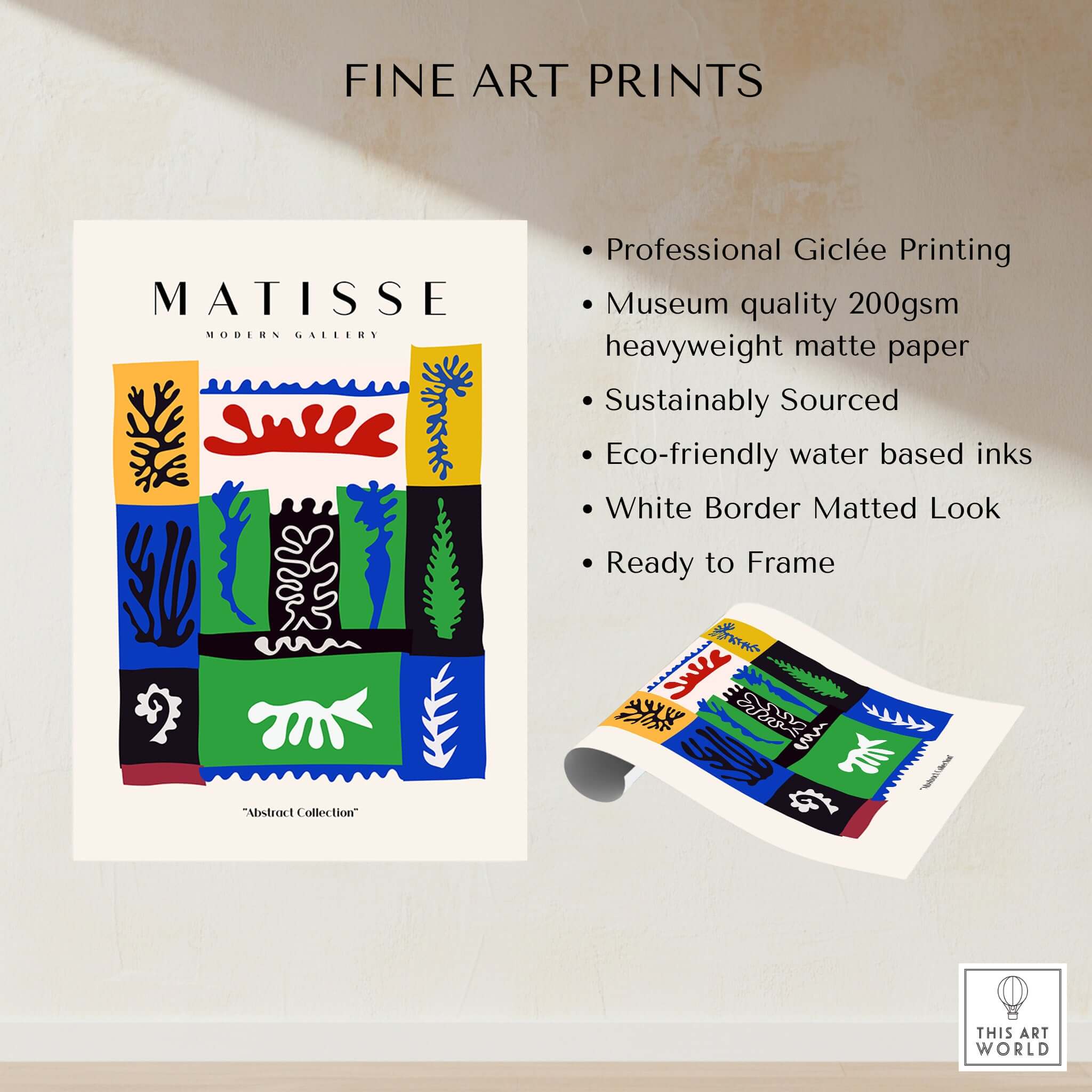 Matisse Art Prints -  Complex Abstract Botanical Patchwork Poster showcasing colorful abstract botanical motifs.