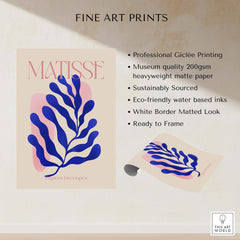 Matisse Blue Leaf Abstract Papiers Découpés Wall Art Print with professional Giclée printing and eco-friendly materials.