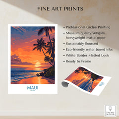 Maui Hawaii Canvas Print | Serene Tropical Beach Landscape Poster showing professional giclée printing and eco-friendly design.