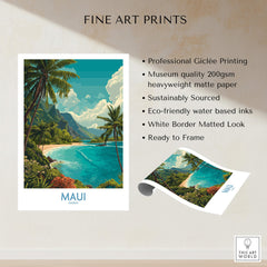 Maui Hawaii Poster | Exotic Island Paradise Shoreline Canvas Print showcasing a stunning beach scene with lush greenery.
