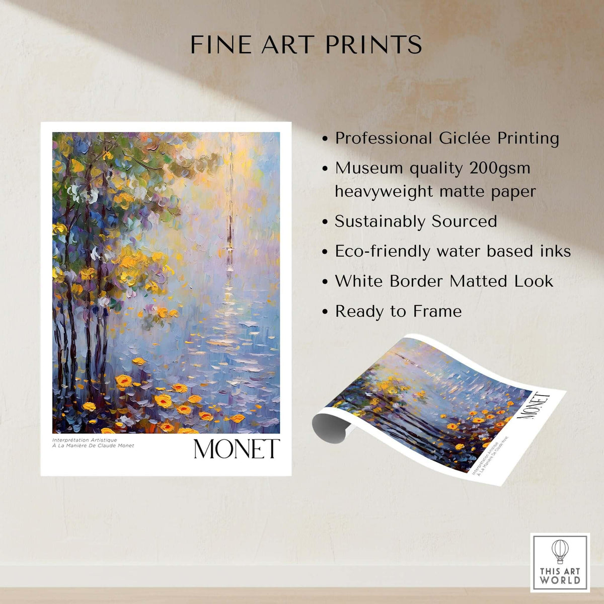 Claude Monet Art Print - Impressionist Wall Art Poster - Monet Framed Print showcasing vibrant colors and details.
