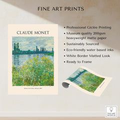 Monet Banks of the Seine Vétheuil River Landscape Art Print Poster featuring professional Giclée printing.
