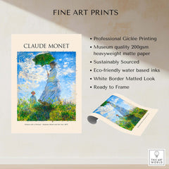 Monet Woman with Parasol Madame Monet Son Impressionist Art Print Poster featuring Giclée printing and museum quality paper.