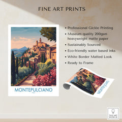 Montepulciano Italy Canvas Print | Italian Sunset Landscape Poster. Stunning fine art print showcasing Tuscan charm.