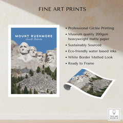 Mount Rushmore Print | National Memorial Wall Art featuring professional Giclée printing and eco-friendly materials.