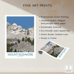 Mount Rushmore Poster | Black Hills National Memorial Canvas Print South Dakota on display showcasing fine art printing features.