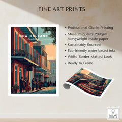 New Orleans Poster | Jazz Band Street Scene Wall Art Print showcasing vibrant street musicians.