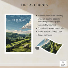 Nidderdale Canvas Print | English Countryside Decor showcasing the verdant hills and sheep of Yorkshire's landscape.