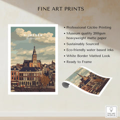 Nijmegen Netherlands skyline fine art print with matte finish, ready to frame wall art