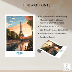 Paris Art Print featuring vibrant sunset and Eiffel Tower, museum-quality Giclée print for Paris enthusiasts.
