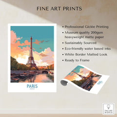 Paris Wall Art - Eiffel Tower print showcasing vibrant colors and fine art quality for home decor.
